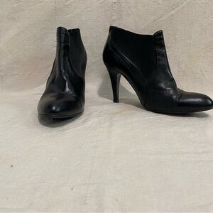 Black High-Heel Leather Ankle Boots